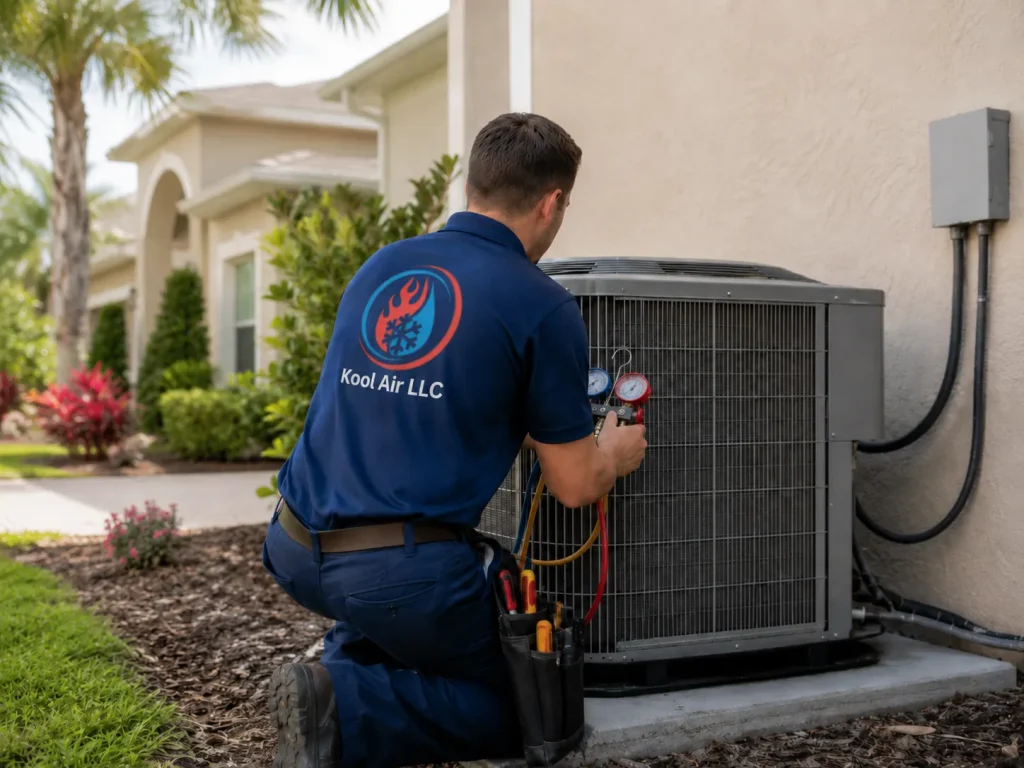 Kool Air technician providing AC repair service in Palm Coast FL