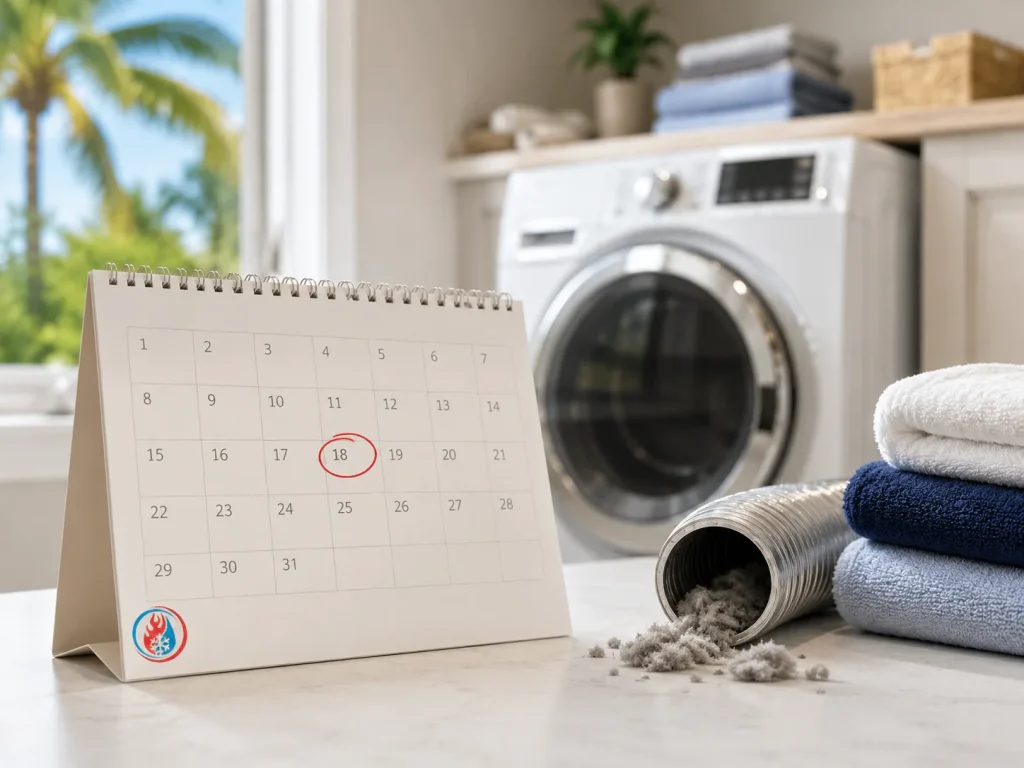 Dryer vent cleaning maintenance reminder in a Palm Coast, FL laundry room