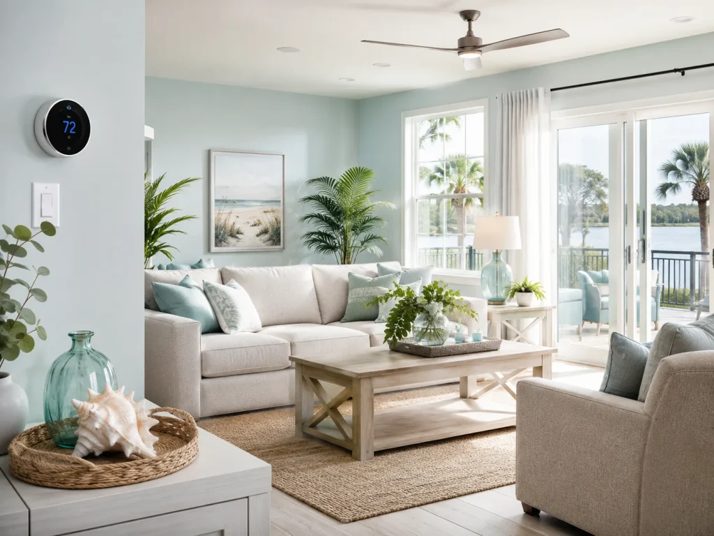 Comfortable Palm Coast FL living room after new AC system installation